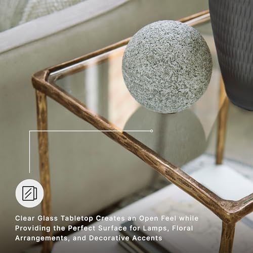 Signature Design by Ashley Ryandale Square End Table, Brass Glass & Marble - image 3