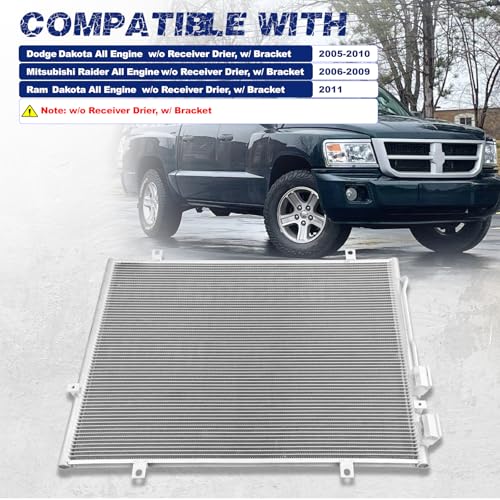 Image of Air Conditioning A /C Condenser Compatible with Dodge Dakota /Mitsubishi Raider /Ram Dakota # 3666, 55056352AC, 55056352AB
