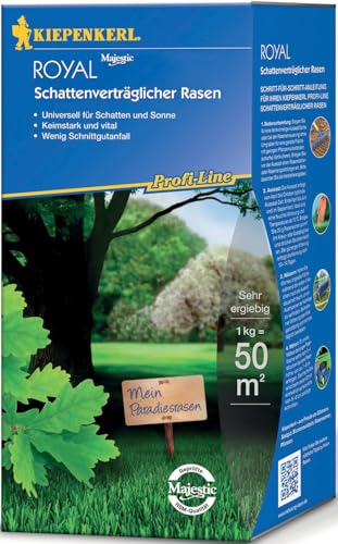 Kiepenkerl - Profi-Line Royal Rasensamen- Schattenverträglicher Rasen (Premium-Qualitätsrasen, Schnellkeimend & Hochbelastbar (1 kg)