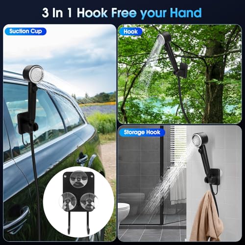 Ducha portátil para camping 8000mAh con bomba de 10 velocidades, pantalla LED, 4 modos de spray, impermeable IPX8, kit para senderismo, viaje, lavado de autos y mascotas miniatura 6