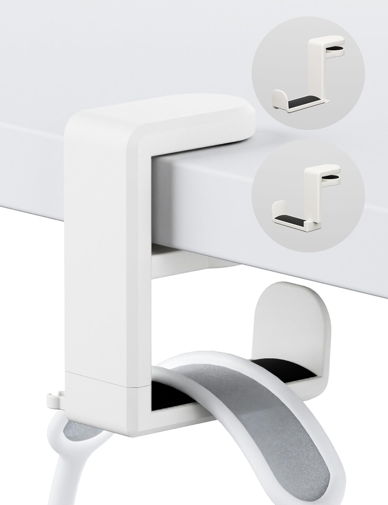 Celerion Headphone Hook - Under Desk Headphone Holder with 360-Degree Adjustable Rotation (Creamy White)