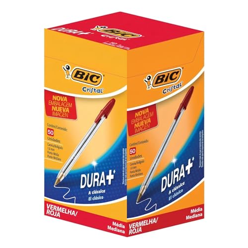 Caneta Esferográfica BIC Cristal Dura Mais, A Clássica, Vermelha, Ponta Média de 1.0mm, 83... Caneta Esferográfica BIC Cristal Dura Mais, A Clássica, Vermelha, Ponta Média de 1.0mm, 83...