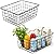 Aeggplant Kitchen Wire Baskets Farmhouse Decor Metal Food Storage Organizer, Household Refrigerator Bin with Built-in Handles for Cabinets,Pantry Set of 2 Black