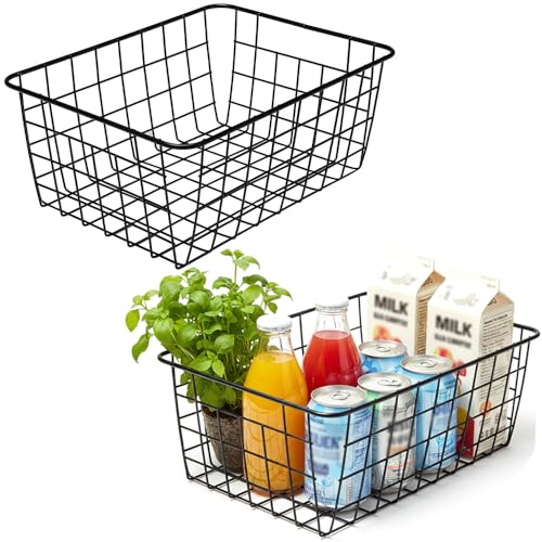 Aeggplant Kitchen Wire Baskets Farmhouse Decor Metal Food Storage Organizer, Household Refrigerator...