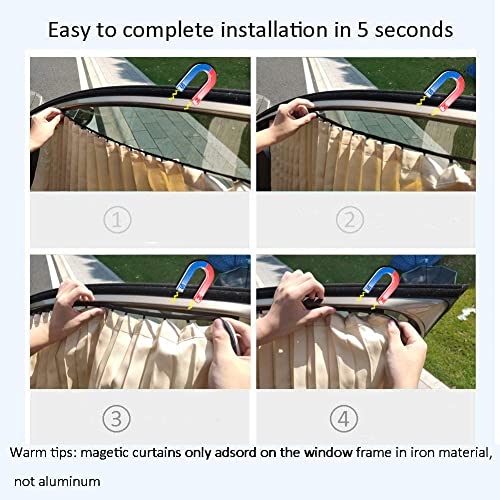 Image of ZATOOTO Car Side Window Sun Shade - 2 Pcs Beige Magnetic Privacy Sunshades - Curtain Keeps Cooler Screen for Baby Sleeping