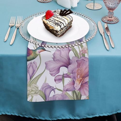 Set de 4 servilletas de tela con flores y colibríes 18.7x18.7 pulgadas miniatura 4