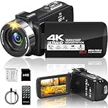 4k Video Camera Camcorder 80MP 30FPS with 3.0 Inch 270°Rotation Screen IR Night Vision18x Digital Zoom Vlogging Camera for YouTube Remote Control ，64GB SD Card and 2 Batteries