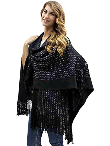 Luxury Divas Metallic Knit Shawl Wrap2