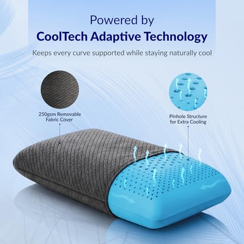 Image of SleepyHug ReliefPRO Pillow | Cooling Memory Foam for Deep Relief | Orthopedic Neck & Shoulder Support | 55x35x13 cm | Dark Grey (Pack of 2)