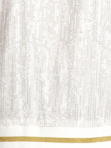 Anna-Kaci Womens Long Sleeve Front Zip Track Stripe Sequin Bomber Jacket, White, Medium