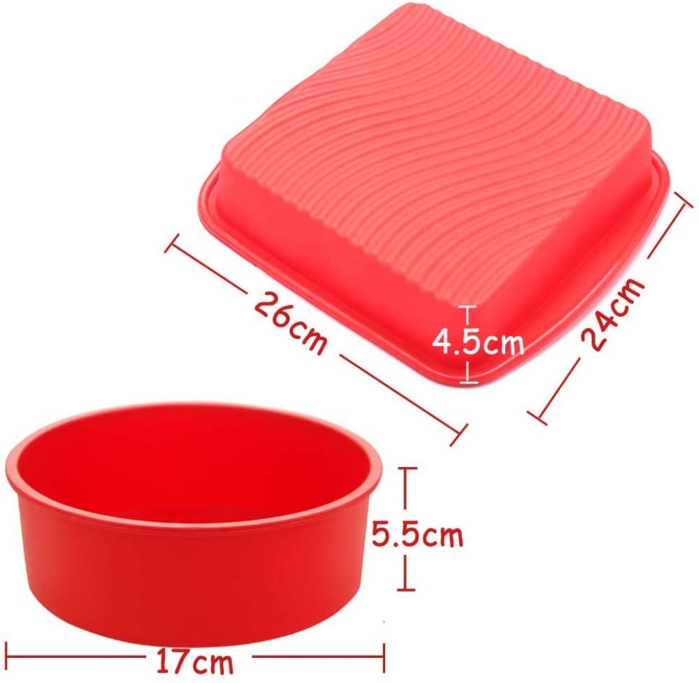 Stampo per torta in silicone rettangolare rotondo flessibile antiaderente per silicone da cucina, rosso