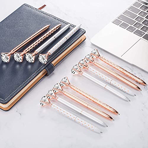 12 Pieces Diamond Pens With Big Crystal Bling Metal Ballpoint Pen, For Girl Women, School Office Supplies Black Ink (6 Colors) #TOP6