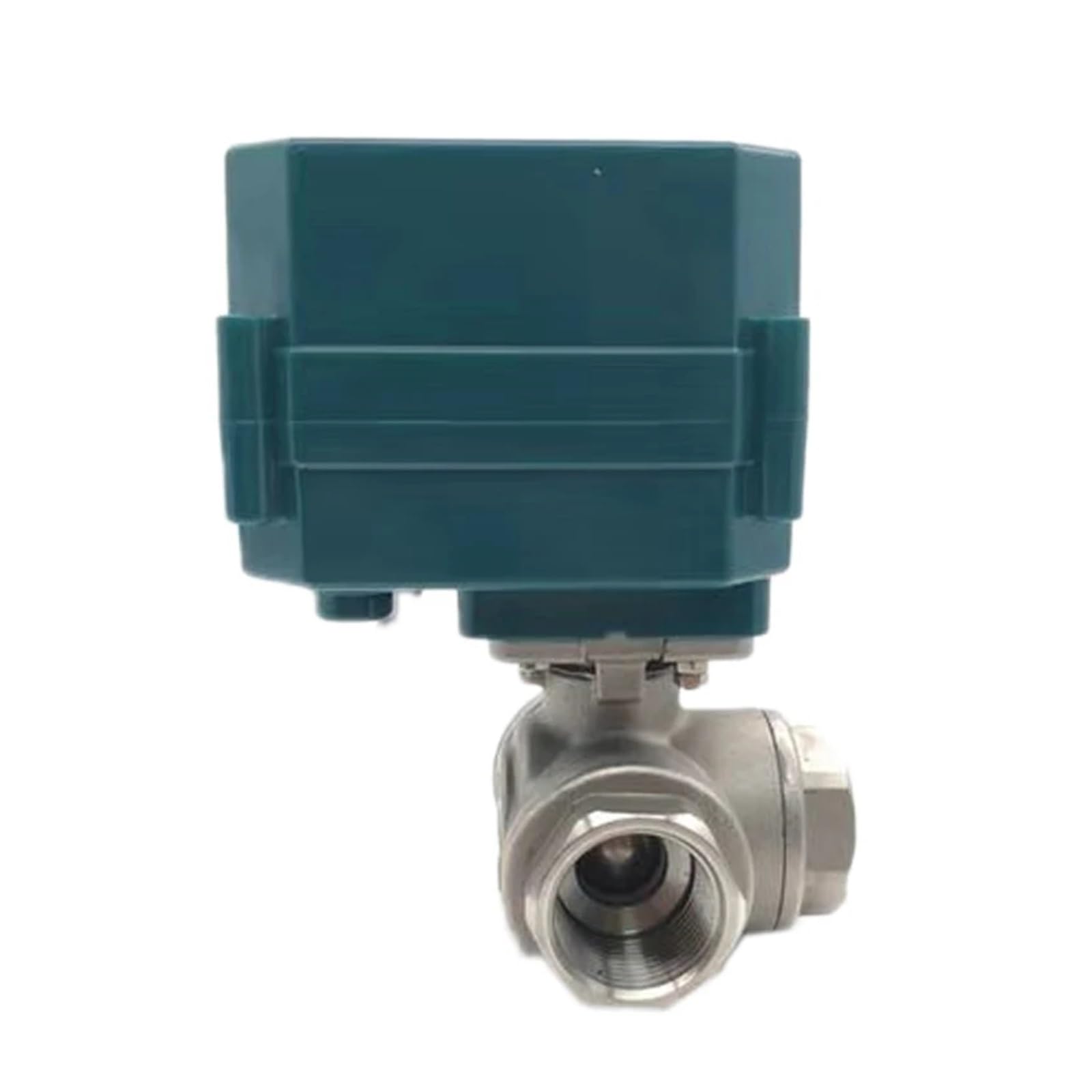 Valve motorisée Vanne à boisseau sphérique motorisée en acier inoxydable 3 voies DN15-25 à passage intégral, vanne à boisseau sphérique à grand couple, actionneur électrique 2/3 fils DC24V DC12V(1",T