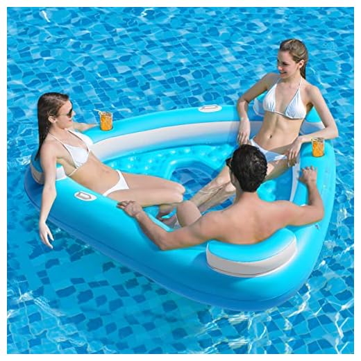 Jasonwell Floating Island Pool Float - Inflatable Lake Floaties Pool Lounger Raft Water Float with Cupholders Lake River Pool Big Multi Person Party Floatie Toys Relaxation Island Adults Kids