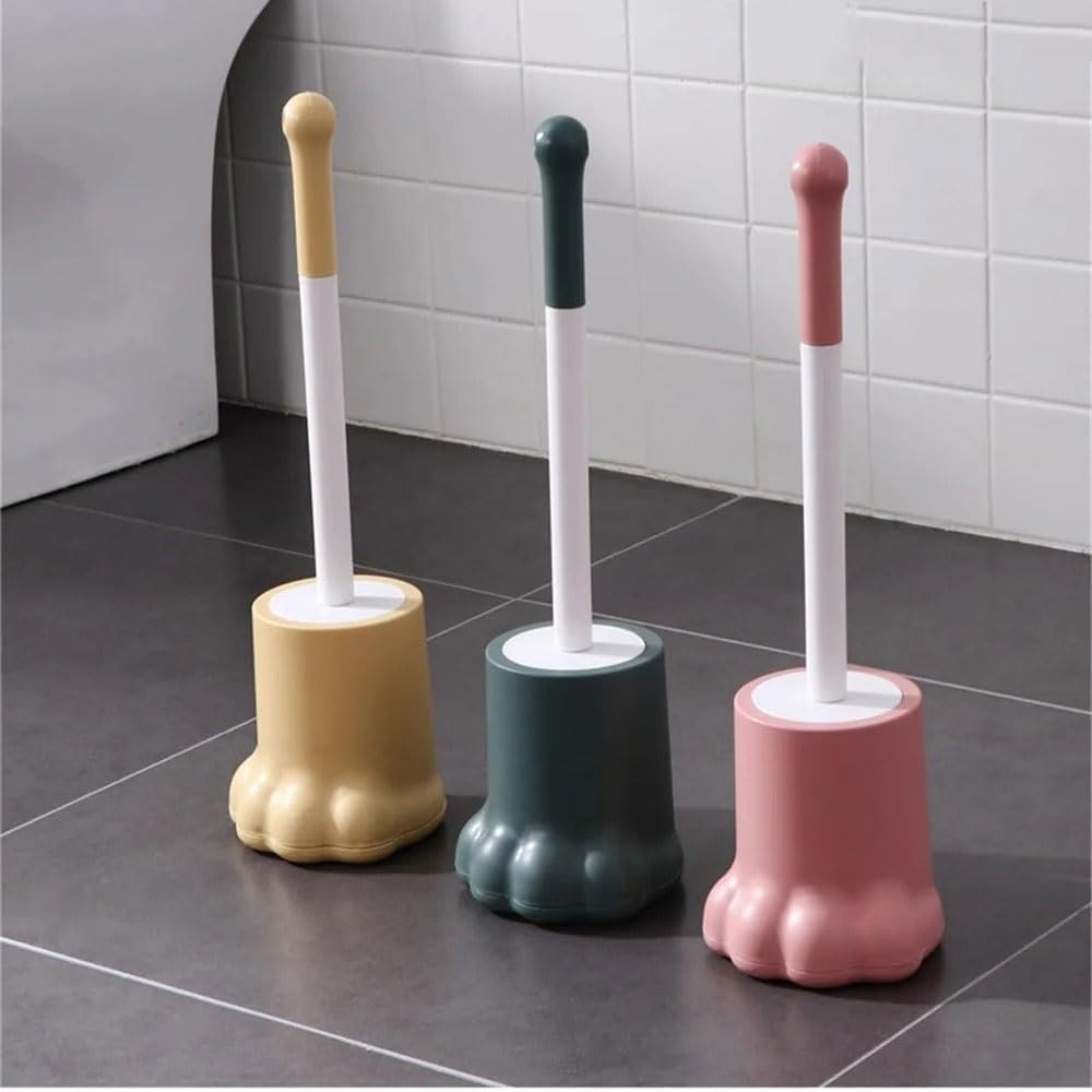 Escobilla de Baño Cepillo de baño de plástico con Forma de Pata, con Base de Secado rápido, Accesorios for el hogar, Juego de cepillos de baño Escobillas WC(Yellow)