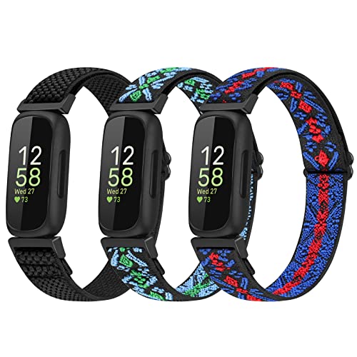 enkic 3 Pack Elastic Strap Compatible with Fitbit Inspire 3/Inspire HR/Ace 3