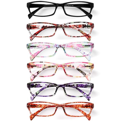Image of Gaoye Reading Glasses for Women, 6 pack Fashion Readers for Women Men Spring Hinge Eye Glasses, Blue Light Reading Glasses