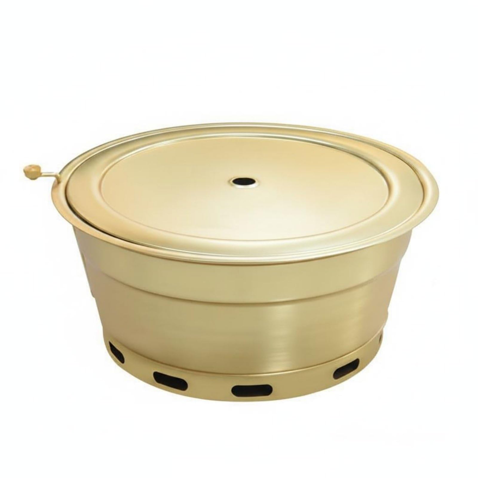 Yajuyi Commercial Grill Pan Piastra Barbecue Rotonda Griglia Multifunzione Cottura Interna Acqua Antifumo Acciaio Inossidabile Resistente Adatta per Cucina, Gold L Upper Rack
