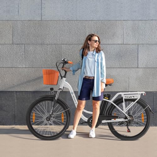 ttgo E Bike 26 Zoll, Elektrofahrräder für Herren Damen mit 36V 14,5AH Akku, Citybike bis zu 100KM Elektrofahrrad mit Korb, 25Km/h, YY-26ST (Schwarz)