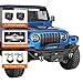 Hooke Road TJ Tubular Front Bumper Hoop Grille Guard for 1997-2006 Jeep Wrangler TJ, Rock Crawler Steel Bumper with LED Lights, Bull Bar, D-rings