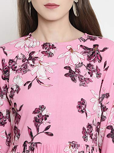 Image of Sera Women Floral Print fit & Flare Dress Pink
