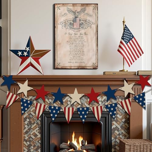 Image of Framed We The People Patriotic Wall Art, USA Flag Canvas Art Pictures, American Wall Decor, Made in USA Ready to Hang for Office Living Room Entryway