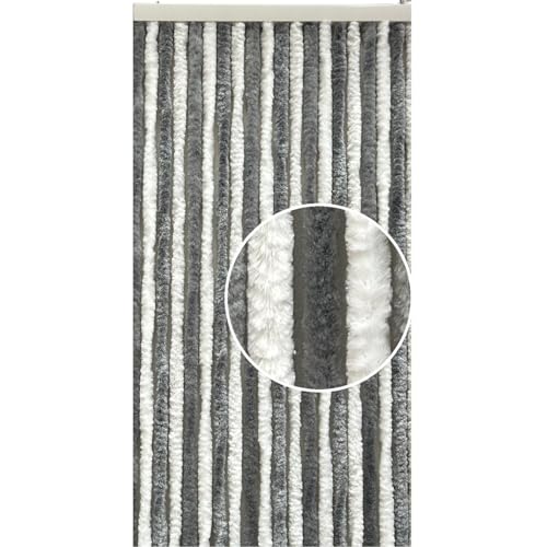 Incasa - Rideau chenille pour porte camping-car INCASA Coloris - Blanc/Gris, Dimension (cm) - 185 x 56