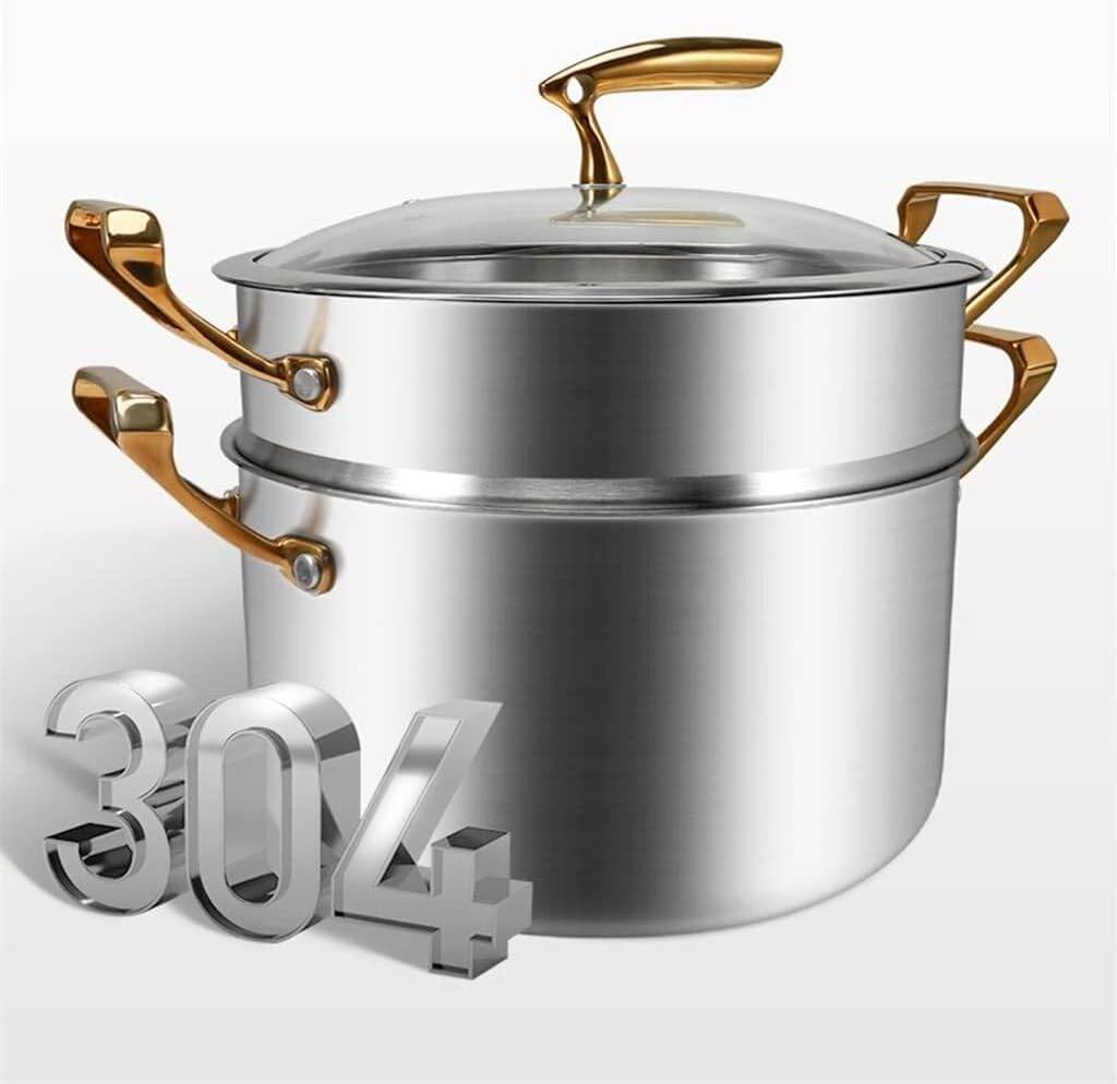 7-Piece Nonstick Cookware Set, Soup Pot, Frying Pan, Milk Pot, Steamer, Aluminum, Induction Compatible, Oven & Dishwasher Safe