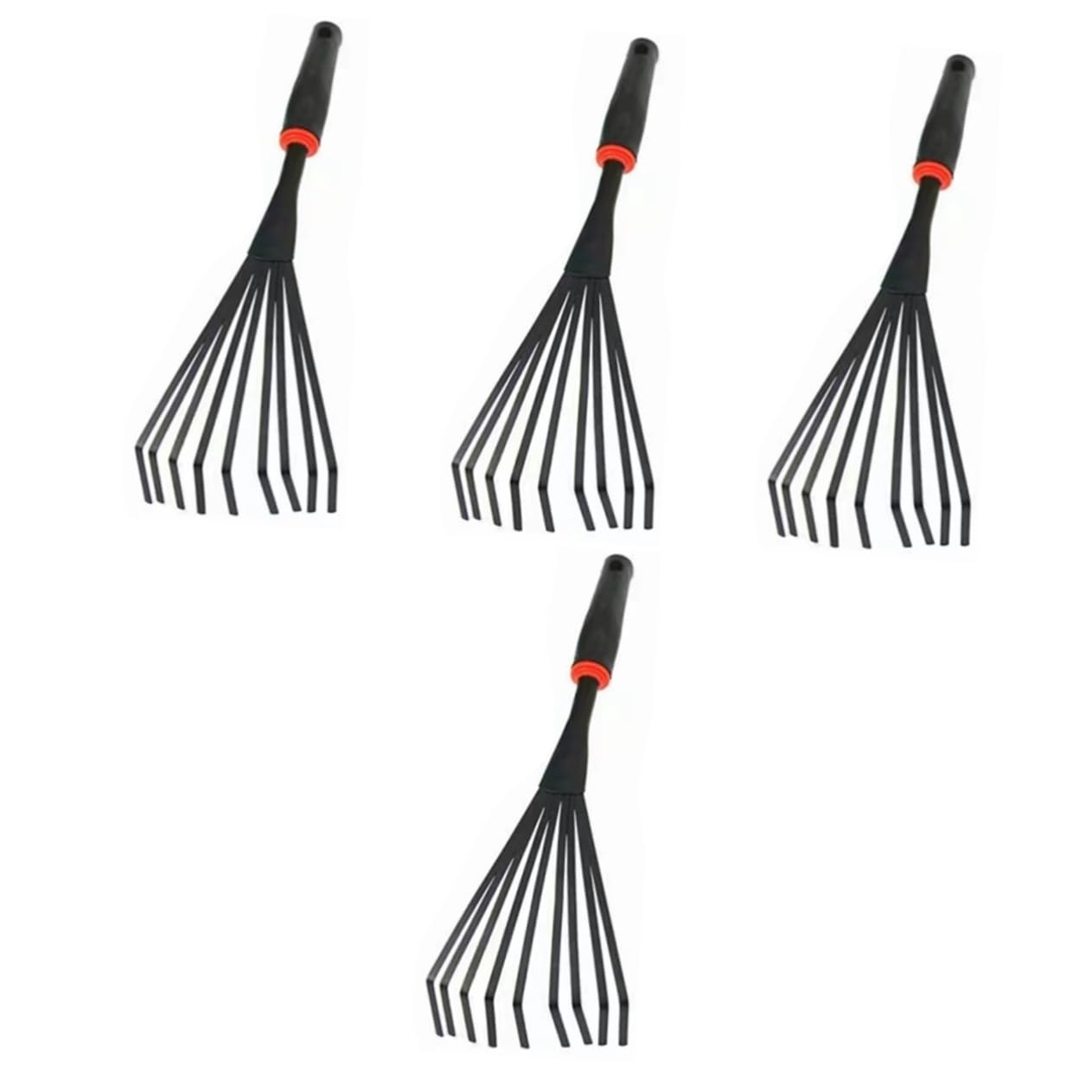 Happyyami 4 Piezas jardinagem jardineria Rastrillo de jardín Hand Grip fercho cultivador Pala de Hojas rastrillos rastrillo de jardinería Compacto rastrillo para jardinería Caucho Black