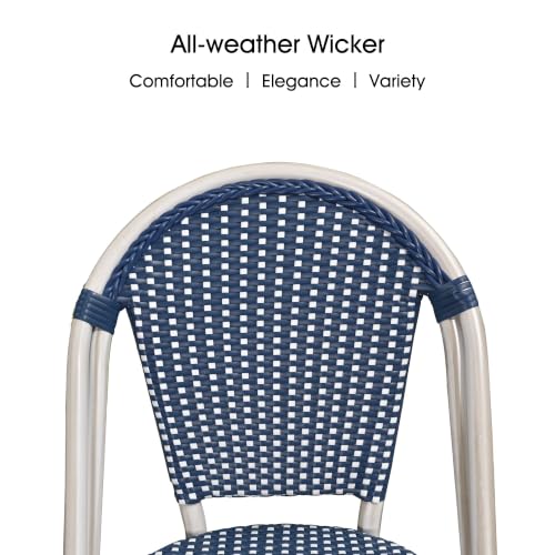Image of PURPLE LEAF French Bistro Dining Chairs Set of 2, White Finish, Deep Blue
