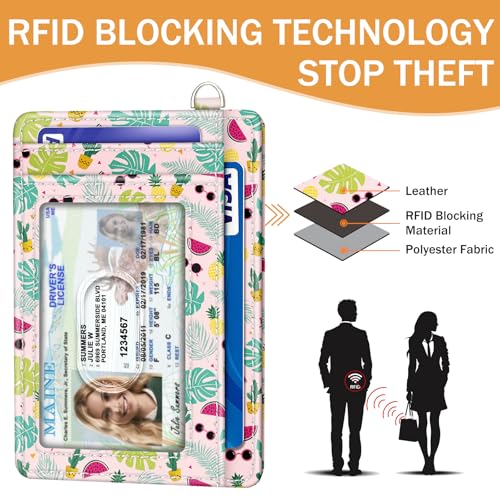 Image of Yonlevres Flamingo Credit Card Holder Slim Wallet Women RFID Blocking Small | Front Pocket, Handy, RFID Blocking, Woman Girls Ladies Gifts, D-ring for Keychain,Thin Mini Card Case, ID Window, PU Leather