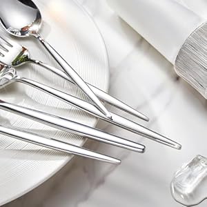 KINGSTONE Silverware Set, 40-Piece Flatware Set Cutlery Set Premium 18/10 Stainless Steel, Tableware Include Forks Knives Spoons for Home Kitchen Restaurant Wedding, Dishwasher Safe KINGSTONE Silverware Set 40 Piece Flatware Set Cutlery Set Premium 1810 Stainless Steel Tableware Include Forks Knives Spoons for Home Kitchen Restaurant Wedding Dishwasher Safe
