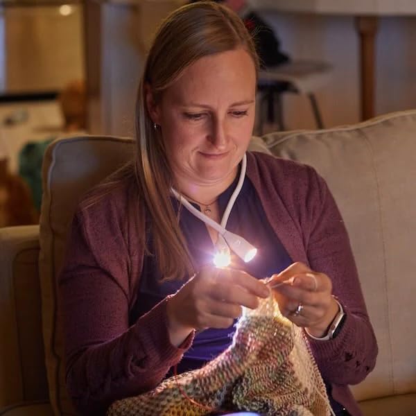 Image of Lumos Knitting Light, Crafter Light Around Neck for Knitters and Crocheters, 3 Colors & Adjustable Brightness. Portable, Wearable, Rechargeable&Long Lasting (Pink)