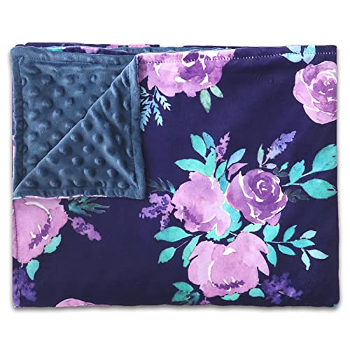 Image of TANOFAR Toddler Blanket Purple Floral Fleece Baby Blankets for Grils Double Layer Crib Blanket 50 x 60 Inch Watercolor Flower