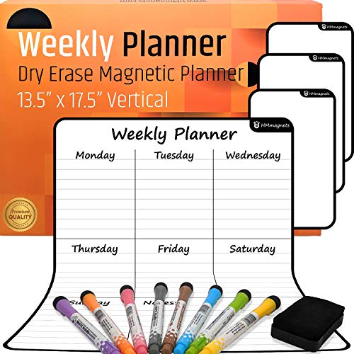 Premium Magnetic Dry Erase Weekly Calendar for Refrigerator