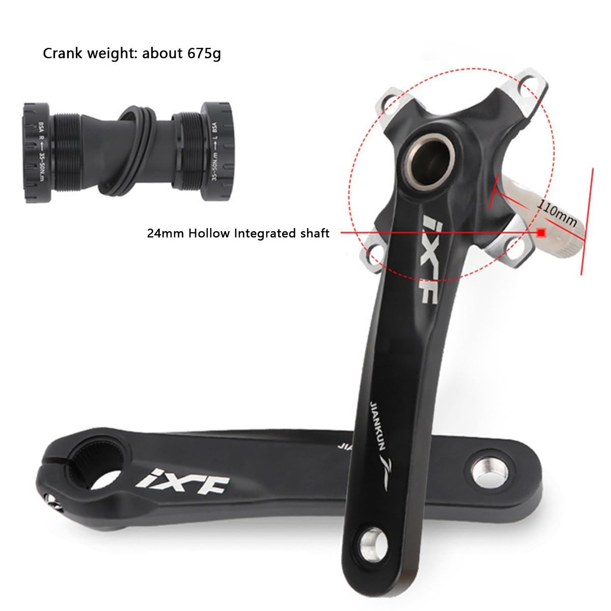 Integrado Hueco 170mm Platos Y Bielas MTB Platos Y Bielas Aleación De Aluminio 32T 34T 36T 38T Dientes Positivos Negativos Juego De Bielas con Soporte Inferior(Purple,36T)