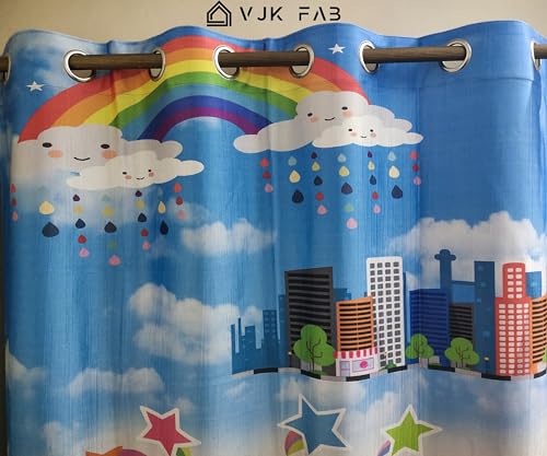 Image of 3D Printed Cartoon Design Curtains for Kids Room, School, Kids Home, Window, Door, 4x5 feet Long Set of 1 Pc