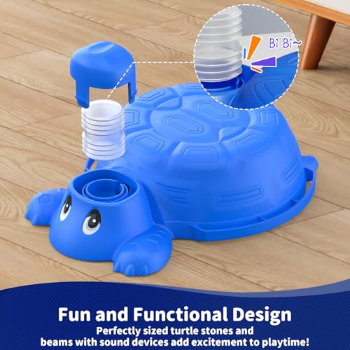 16 Pcs Balance Beam and Stepping Stones for Kids - 4 Turtle Shape Stepping Stones and 12 Connectable Beams with Sound Feature,Color Spinner, Riddle Cards, Fun Balance Training and Obstacle Course - Image 5