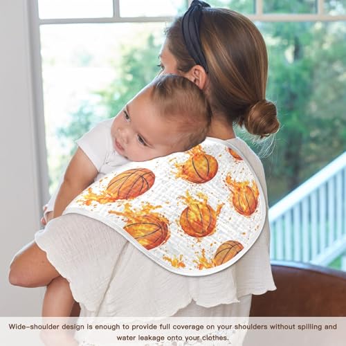 vvfelixl Basketball with Flame Burp Cloths for Baby Boy Girls Baby Washcloths Burp Rags 1 Pack4