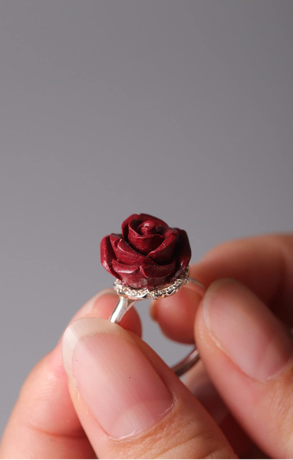HGJH Verstellbarer Ring, 925 Sterling Silber Lila Sandrose Blume Gravur Boho Micro-Set Zirkon Verstellbare Ringe Edelstein Energie Charme Hochzeit Schmuck Geschenke Für Männer Damen