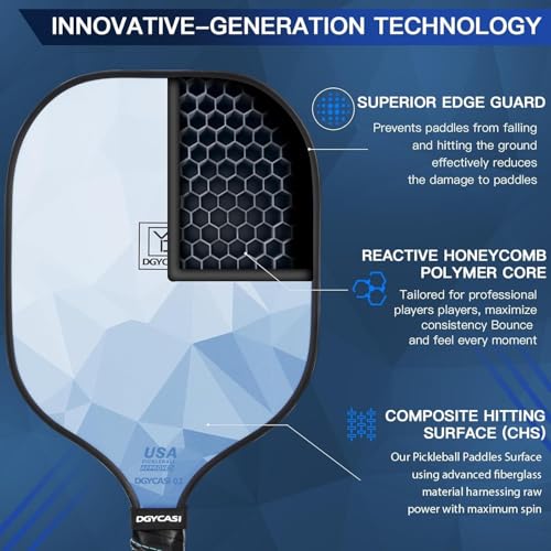 Image of Pickleball Paddles Set of 2 or 4, USAPA Approved Pickleball Paddles Set with 4 Pickle Balls and Carry Bag, Fiberglass Rackets 2 Pack Gifts for Beginners&Pros (Light Blue)