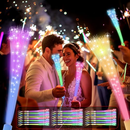 JSronms 48 PCS Fiber Optic Wand,Glow Fiber Optic Wands,Glow in The Dark Party,Glow Wands led Light up Party Favors for Wedding,neon Party,New Year Party Favors,Halloween,Christmas,Bar DJ