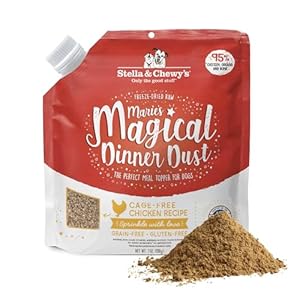 Stella & Chewy’s Freeze-Dried Raw Marie’s Magical Dinner Dust – Premium Chicken Dog Food Topper with Organic Fruits & Vegetables – Perfect for Picky Eaters – 7oz