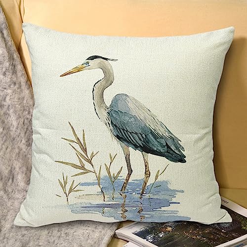 Decgarsun DECO42J13 Pillow Covers 18X18 Watercolor Heron Farmhouse Pillowcase Linen Outdoor Square Pillow Case Cushion Cover thumb #6