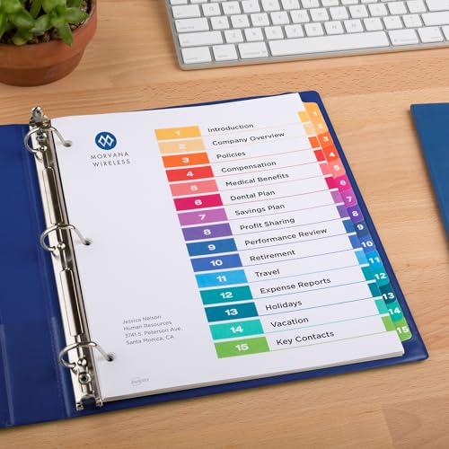 Avery 11197 15 Tab Dividers For 3 Ring Binders, Customizable Table Of Contents, Multicolor Tabs, 6 Sets thumb #5