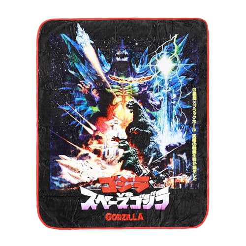 Bioworld Godzilla Vs. SpaceGodzilla Movie Poster Black Double-Sided Throw Blanket