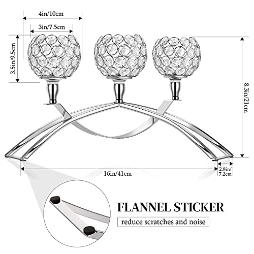 3 Pieces Crystal Candle Holders Arch Bridge Crystal Candle Holder Centerpiece Crystal Candle Holder Decorative Candelabra Candlesticks Holder Tealight Candle Holder For Wedding Table Decor (Silver) #TOP1
