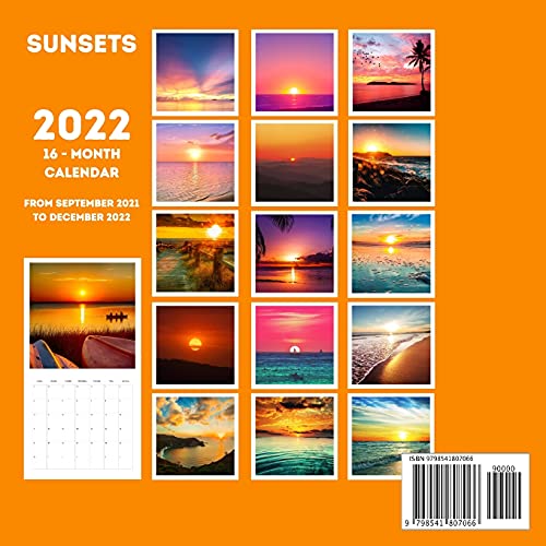 Sunsets Calendar 2022: 16-Month Calendar For Sunset Lovers Men And Women image 4
