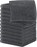 Utopia Towels 12 Pack Cotton Washcloths Set, 100% Ring Spun Cotton, Premium Flannel Face Cloths, Highly Absorbent and Soft Feel Fingertip Towels, Grey