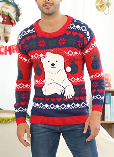 v28 Men‘s Ugly Christmas Sweater Santa Unisex Funny Novelty Pullover for Party Traditional Holiday2